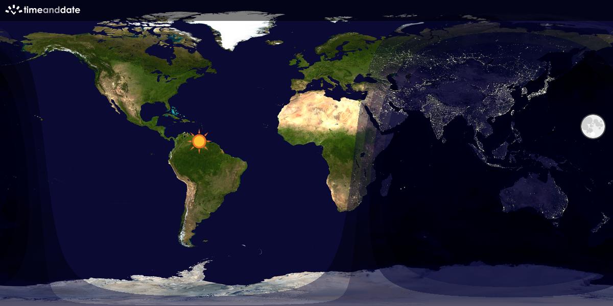 Verdenskart som viser dag og natt 