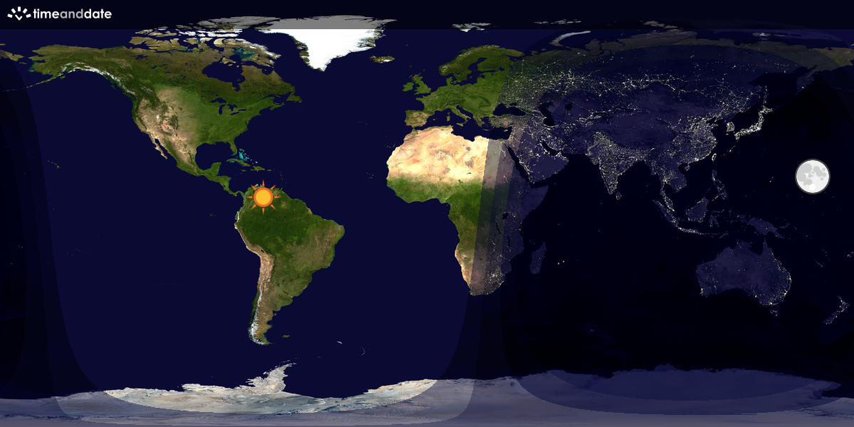 Verdenskart som viser dag og natt 