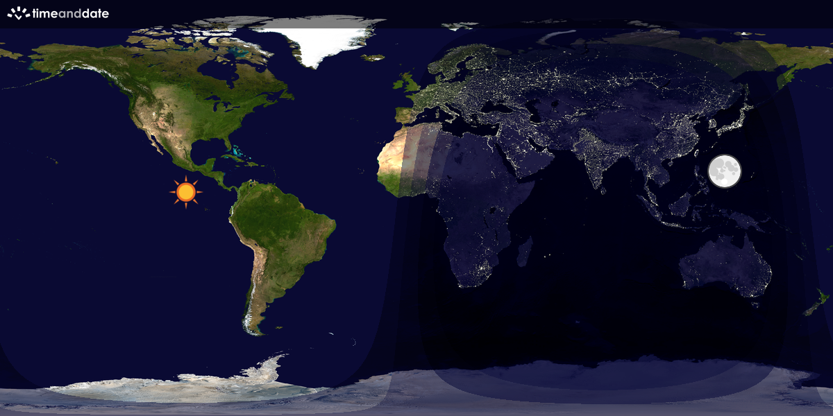 Verdenskart som viser dag og natt 
