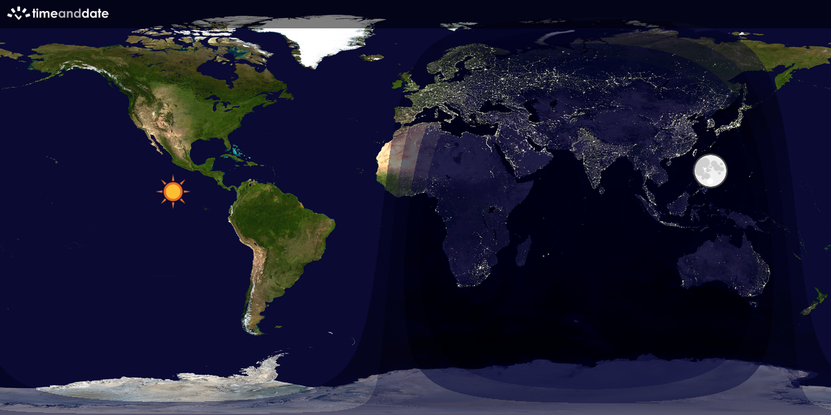 Verdenskart som viser dag og natt 