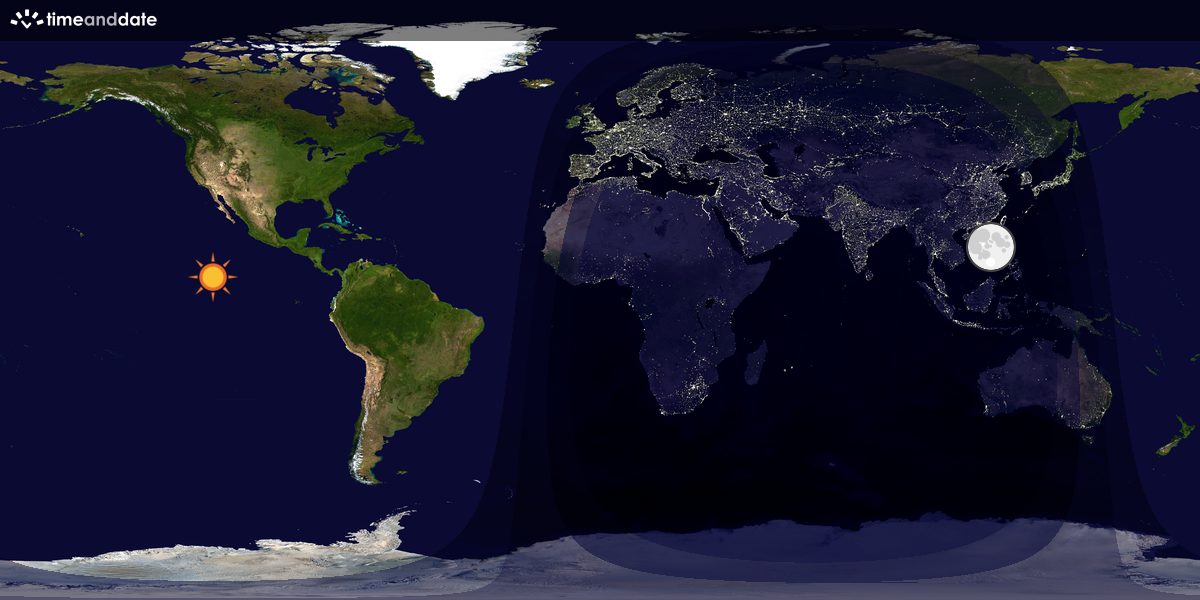 Verdenskart som viser dag og natt 