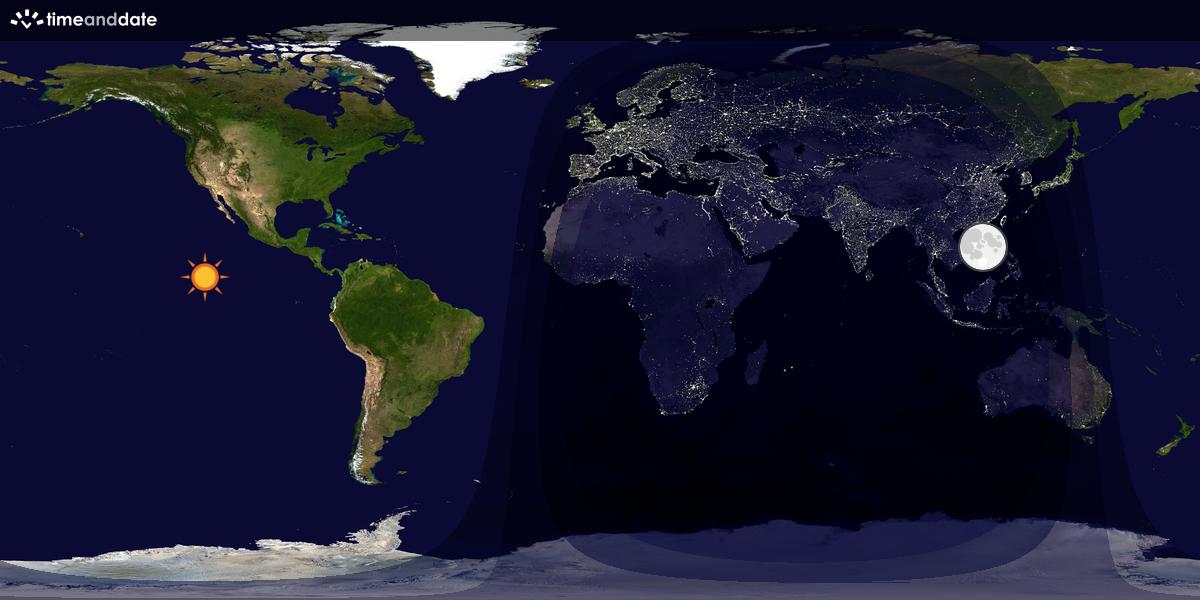 Verdenskart som viser dag og natt 