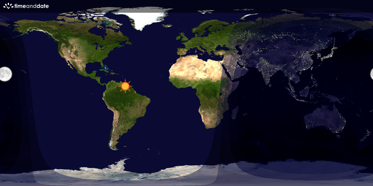 Verdenskart som viser dag og natt 