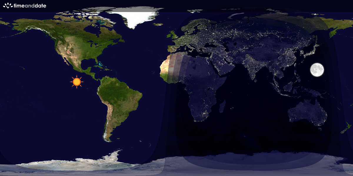 Verdenskart som viser dag og natt 