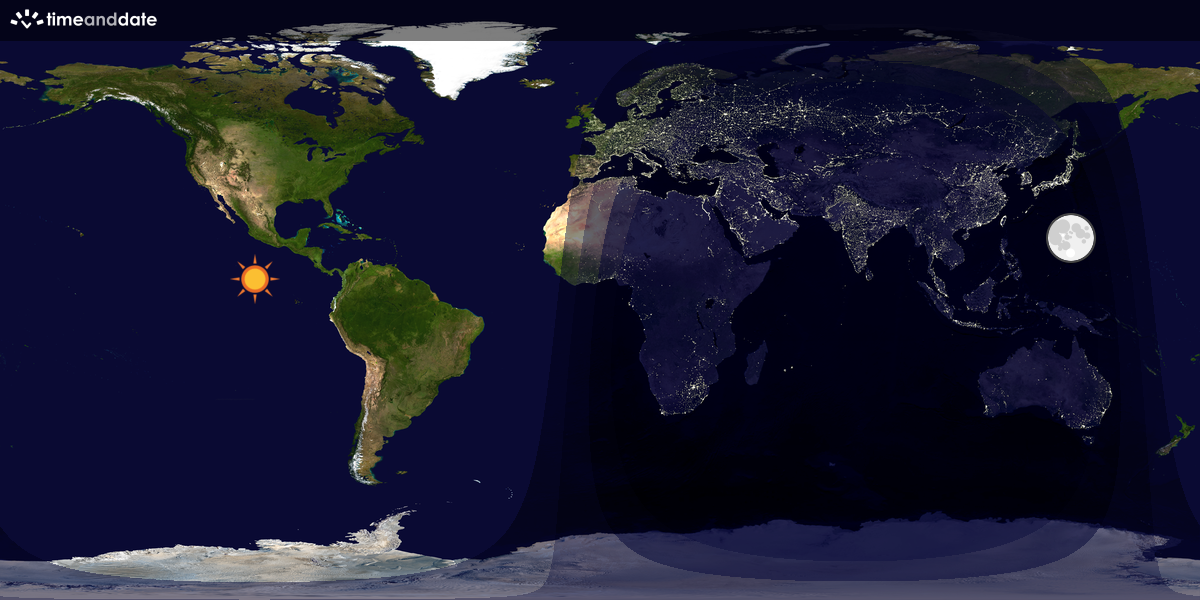 Verdenskart som viser dag og natt 