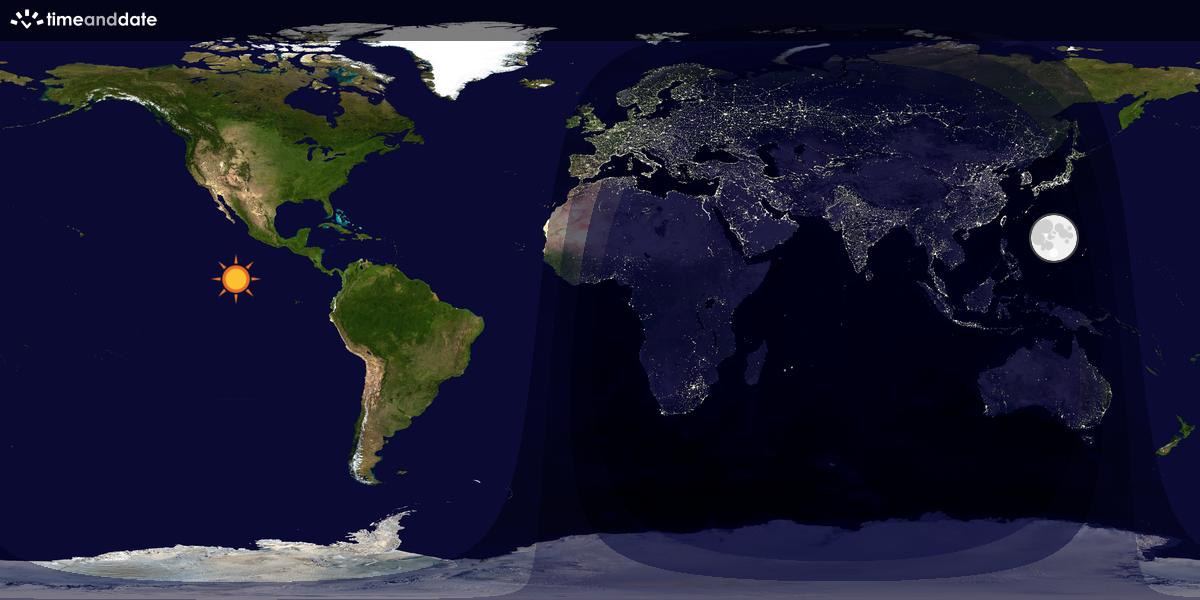 Verdenskart som viser dag og natt 