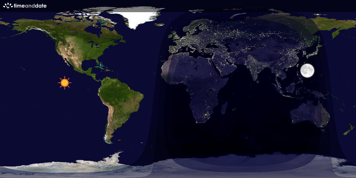 Verdenskart som viser dag og natt 