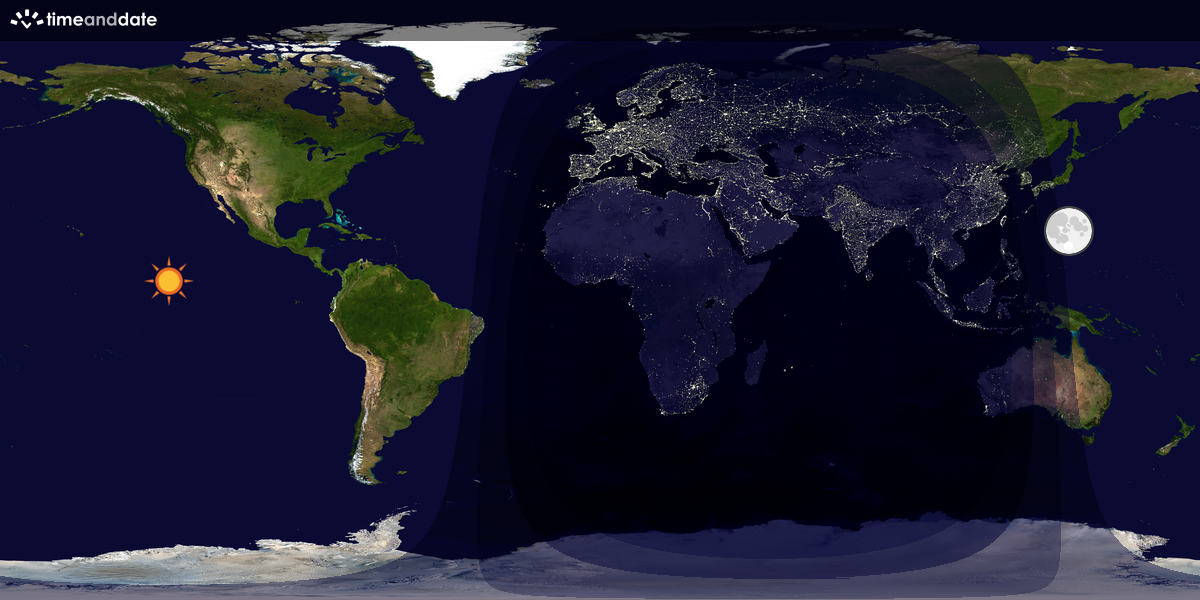 Verdenskart som viser dag og natt 
