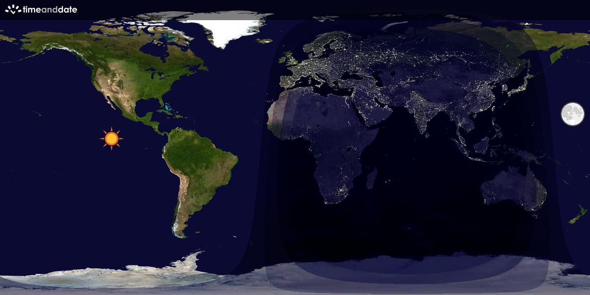 Verdenskart som viser dag og natt 