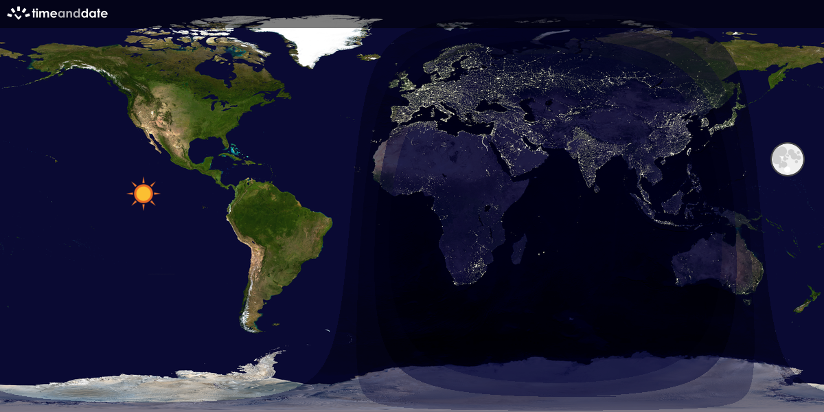 Verdenskart som viser dag og natt 
