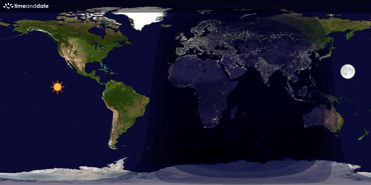 Verdenskart som viser dag og natt 