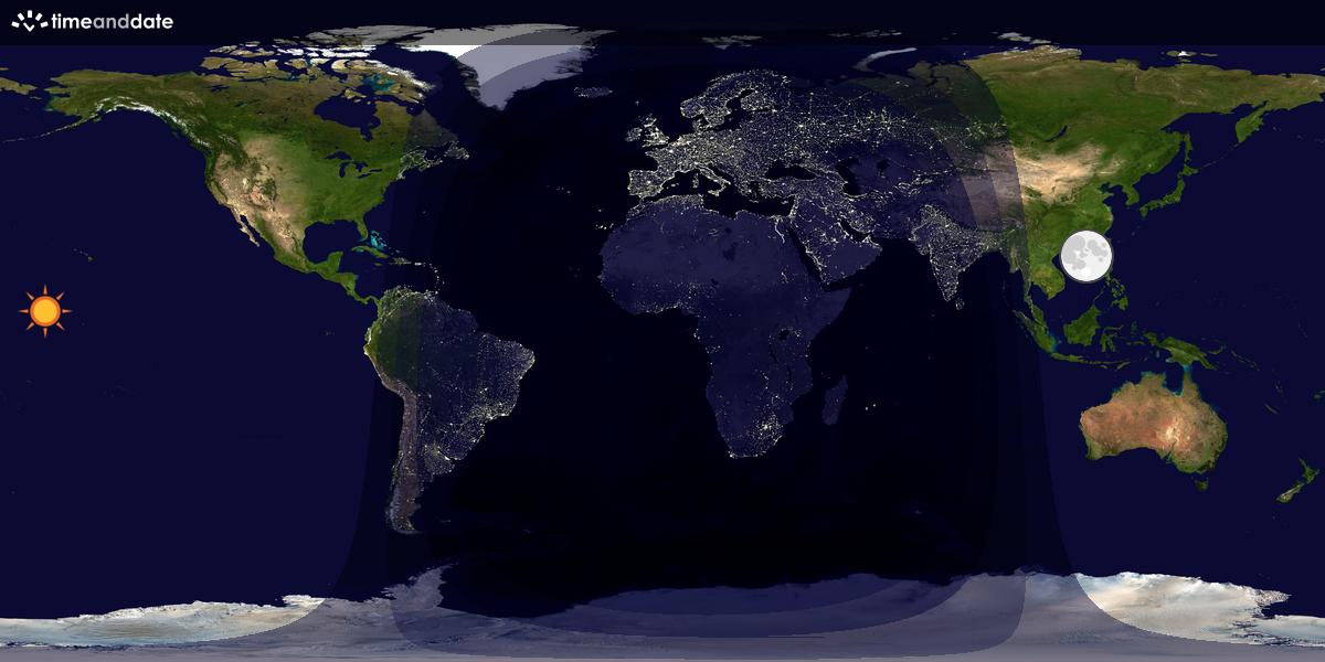 Verdenskart som viser dag og natt 