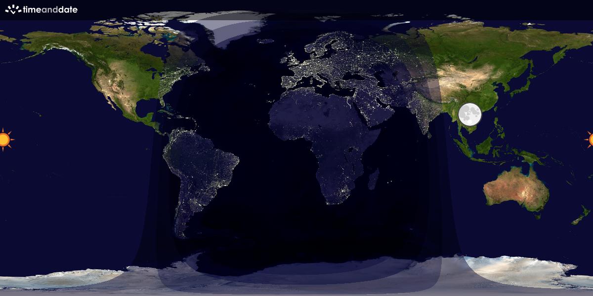 Verdenskart som viser dag og natt 