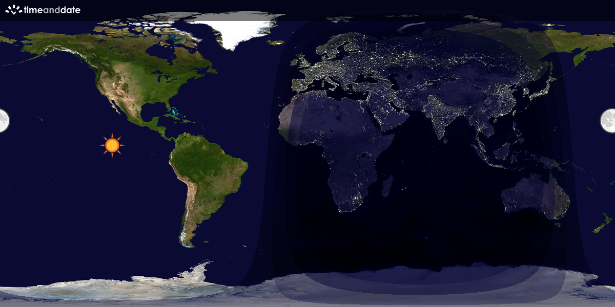 Verdenskart som viser dag og natt 