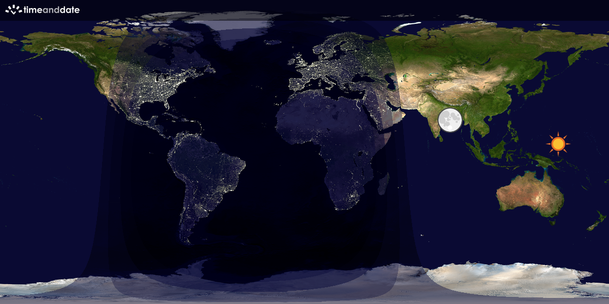 Verdenskart som viser dag og natt 