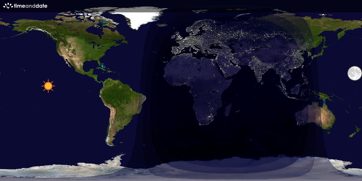 Verdenskart som viser dag og natt 