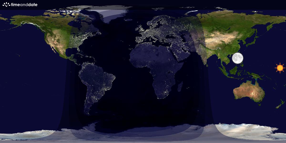 Verdenskart som viser dag og natt 