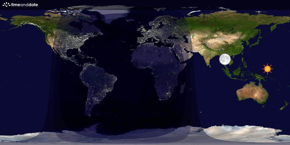 Verdenskart som viser dag og natt 