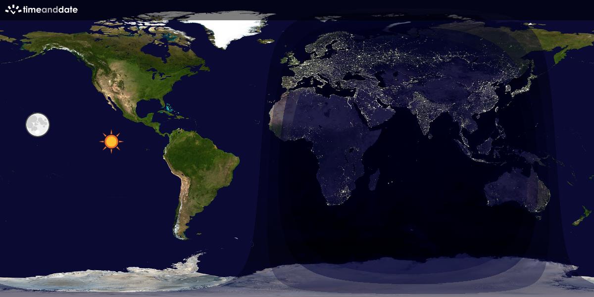 Verdenskart som viser dag og natt 