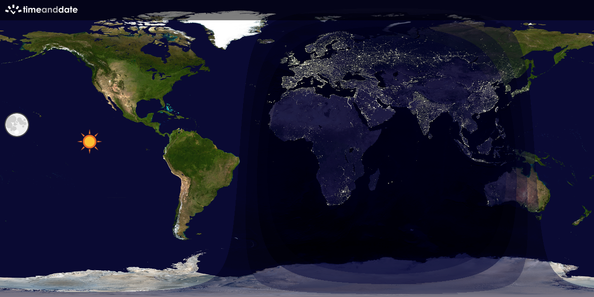 Verdenskart som viser dag og natt 