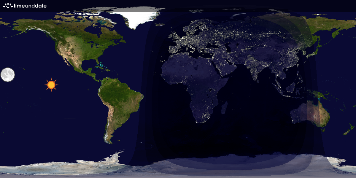 Verdenskart som viser dag og natt 