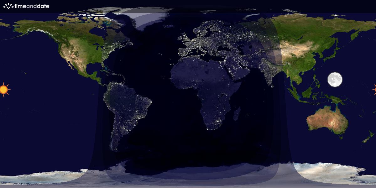 Verdenskart som viser dag og natt 