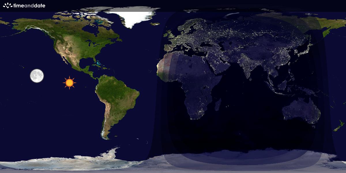 Verdenskart som viser dag og natt 