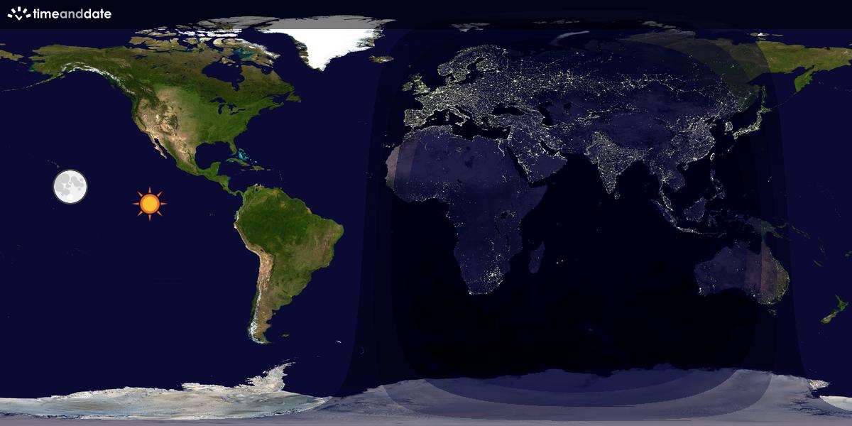 Verdenskart som viser dag og natt 