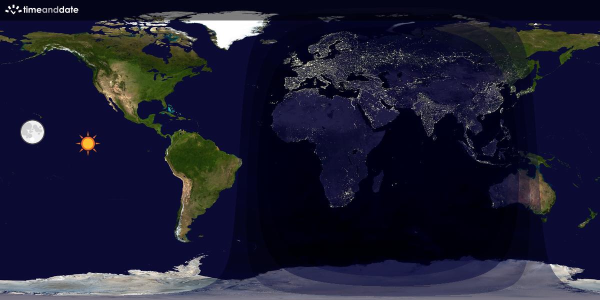 Verdenskart som viser dag og natt 