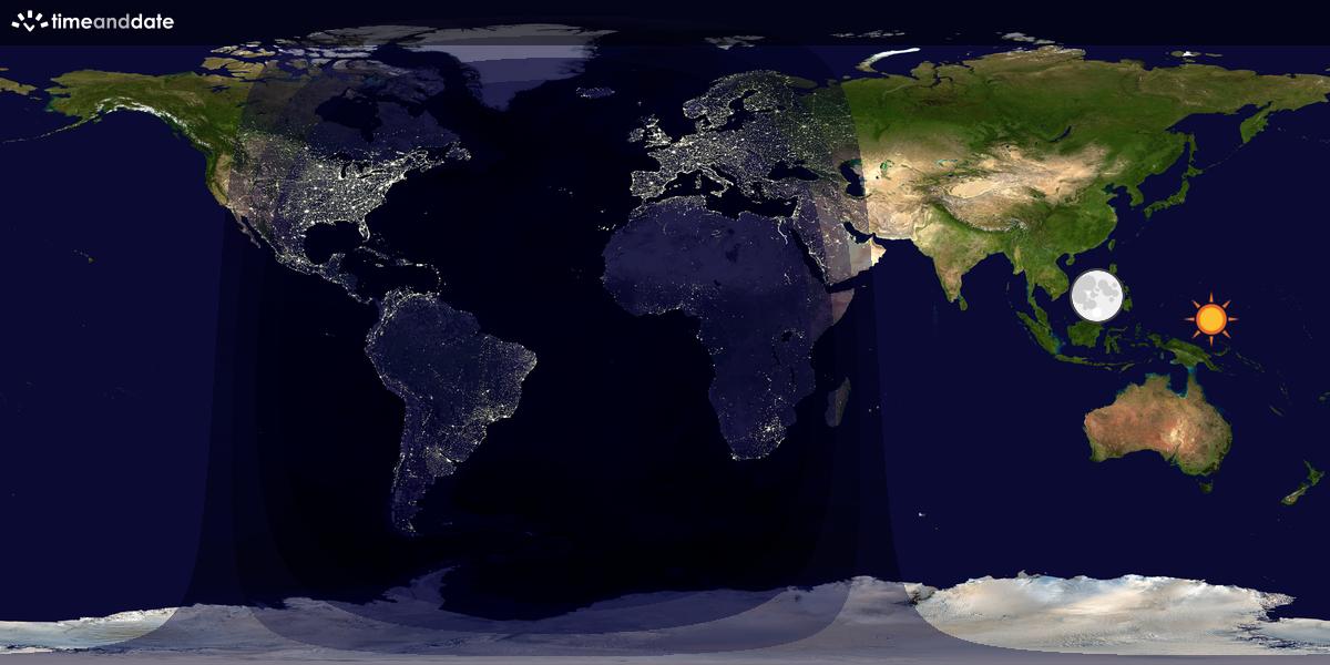 Verdenskart som viser dag og natt 