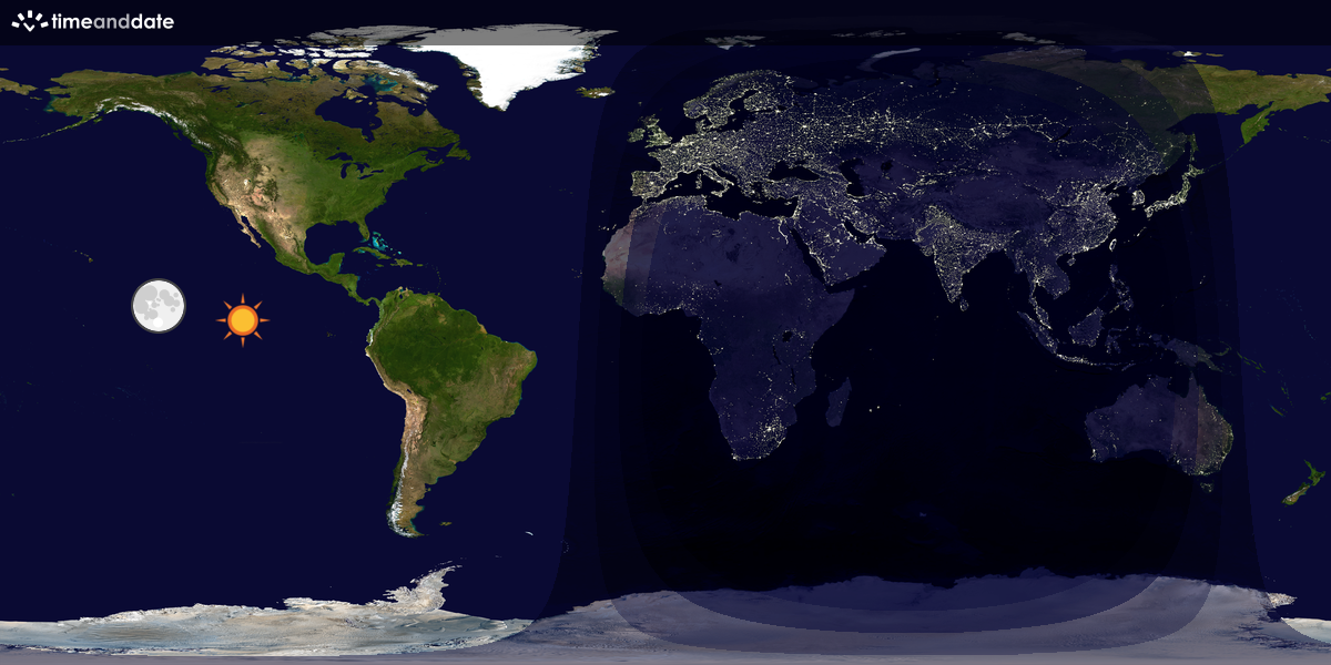Verdenskart som viser dag og natt 