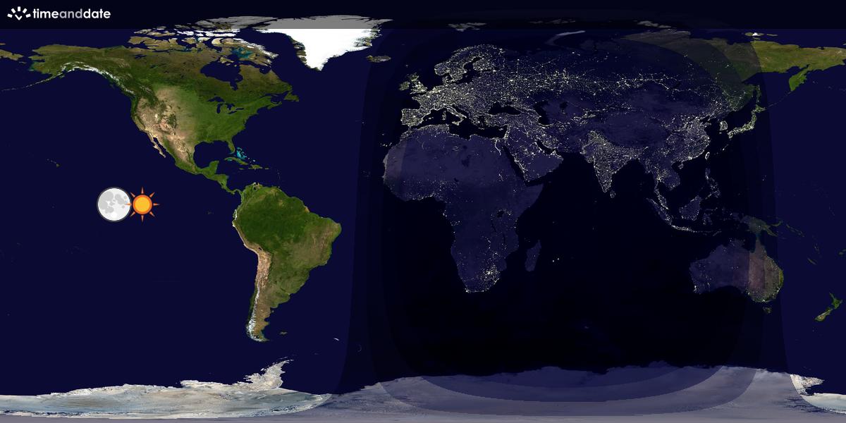 Verdenskart som viser dag og natt 