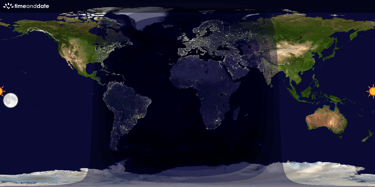 Verdenskart som viser dag og natt 