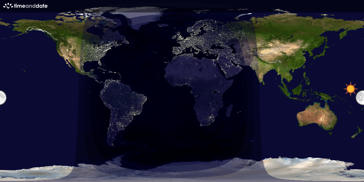 Verdenskart som viser dag og natt 