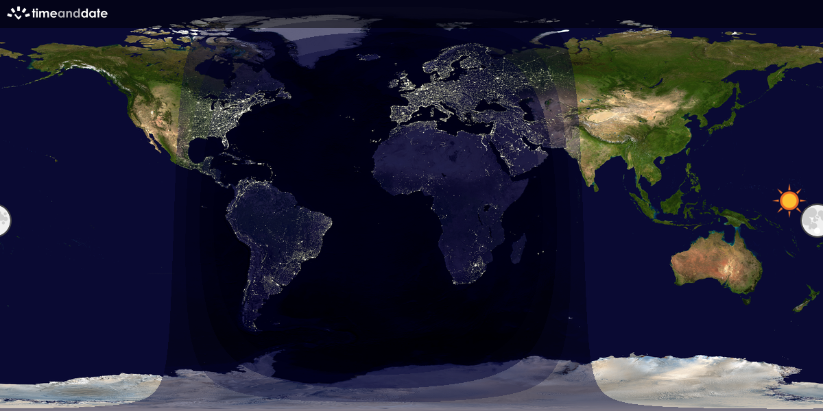 Verdenskart som viser dag og natt 