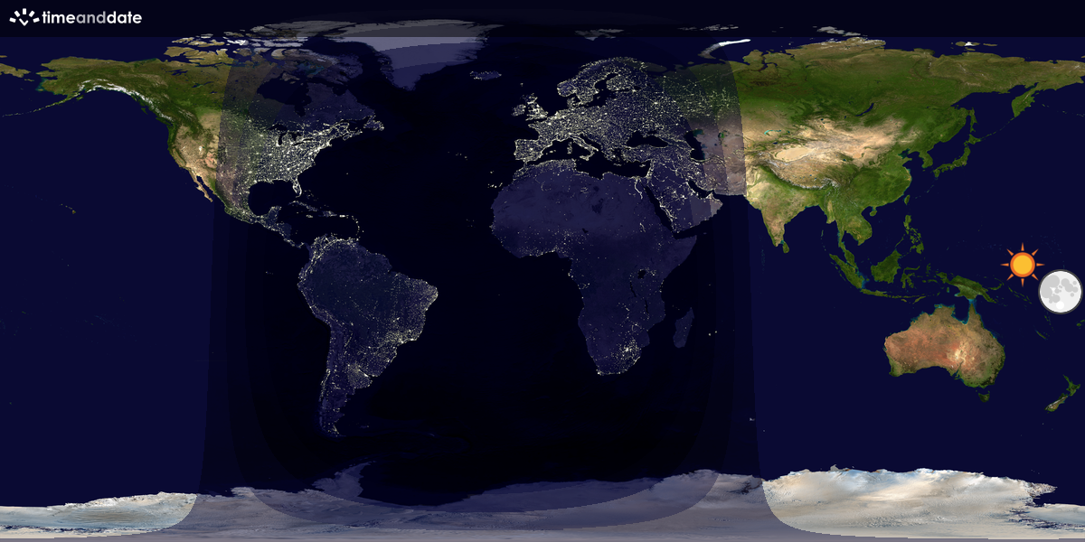 Verdenskart som viser dag og natt 