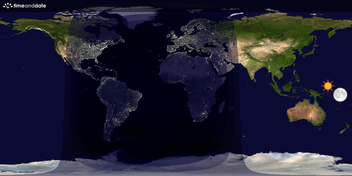 Verdenskart som viser dag og natt 