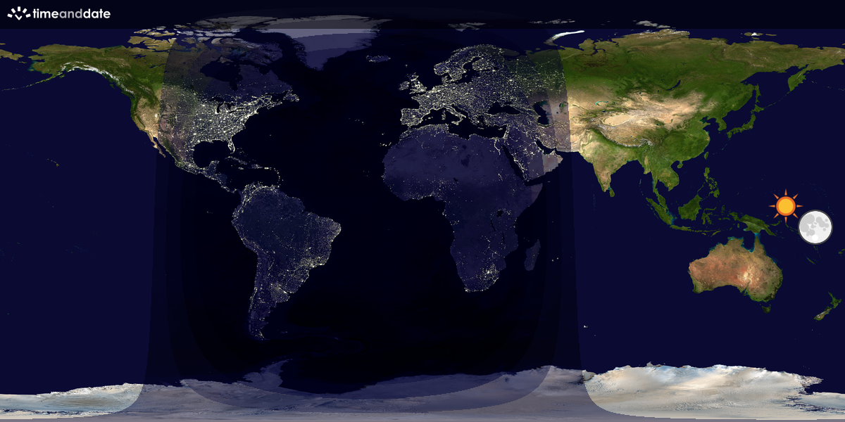 Verdenskart som viser dag og natt 
