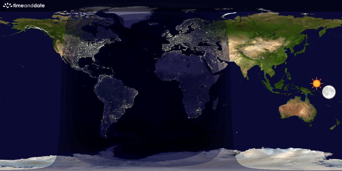 Verdenskart som viser dag og natt 