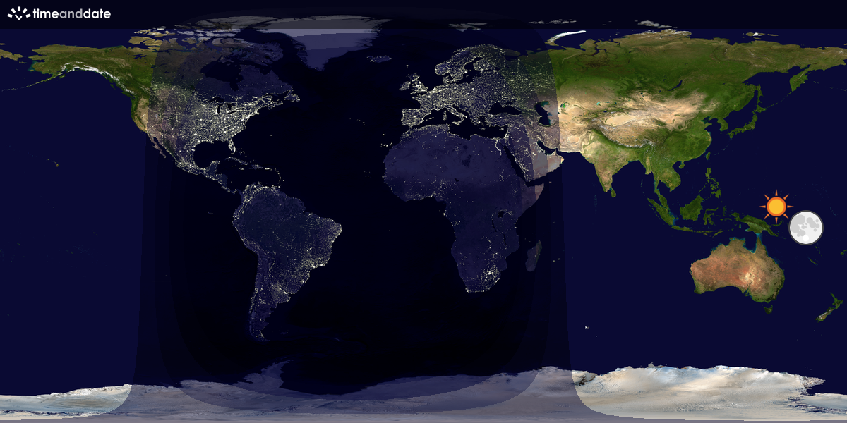Verdenskart som viser dag og natt 