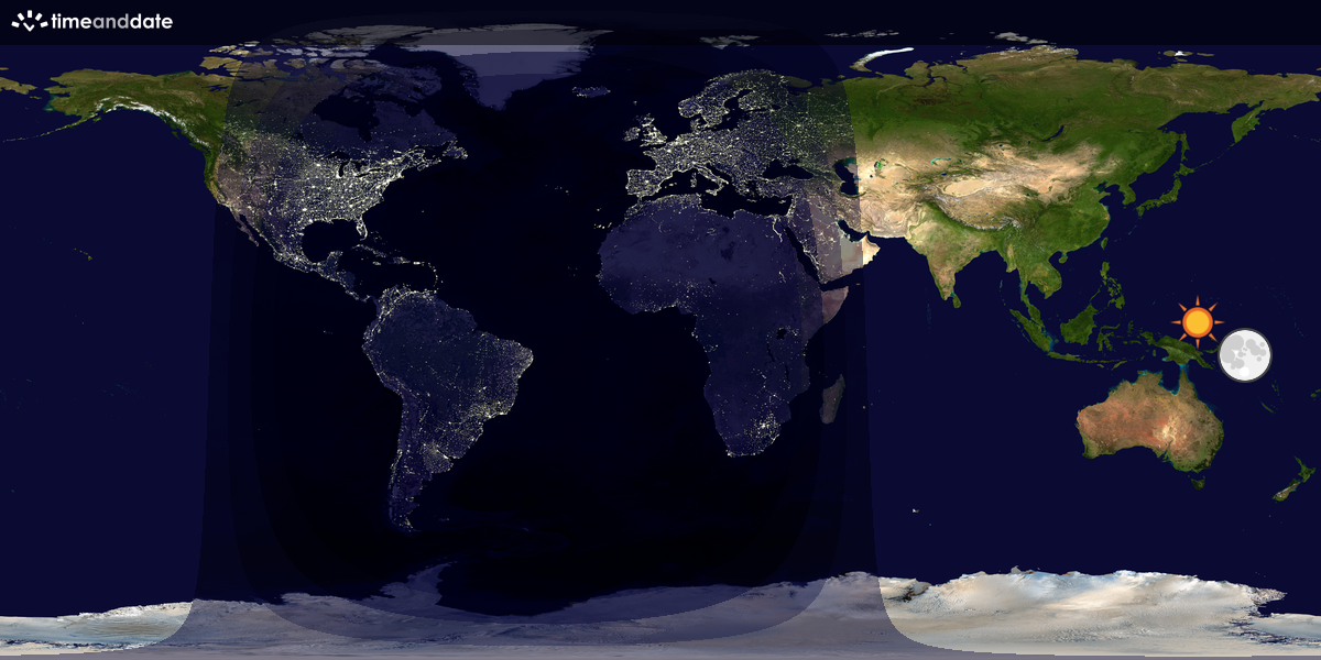 Verdenskart som viser dag og natt 