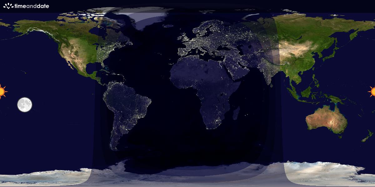 Verdenskart som viser dag og natt 