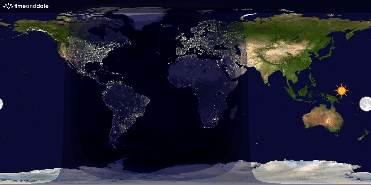 Verdenskart som viser dag og natt 