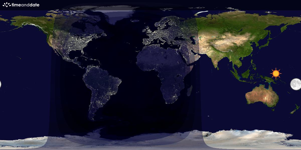 Verdenskart som viser dag og natt 