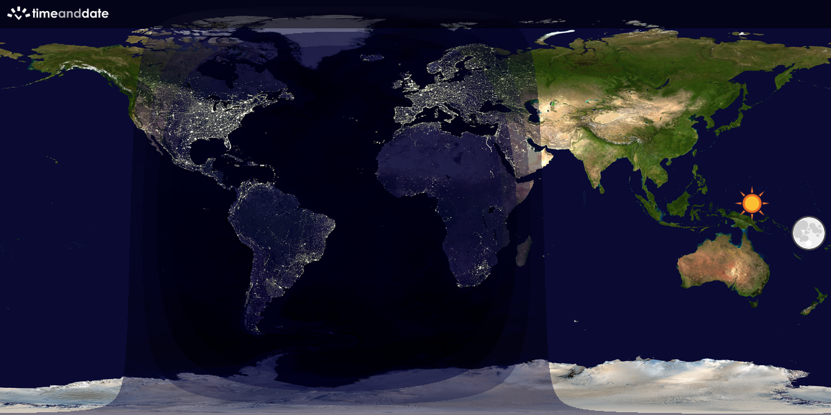 Verdenskart som viser dag og natt 