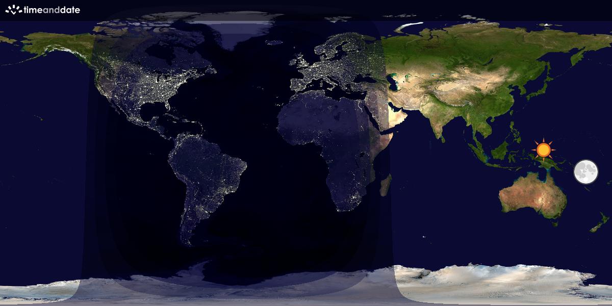 Verdenskart som viser dag og natt 