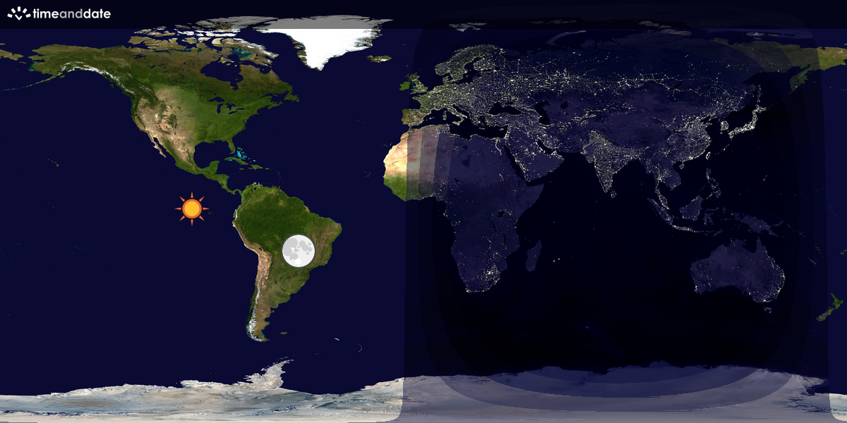 Verdenskart som viser dag og natt 