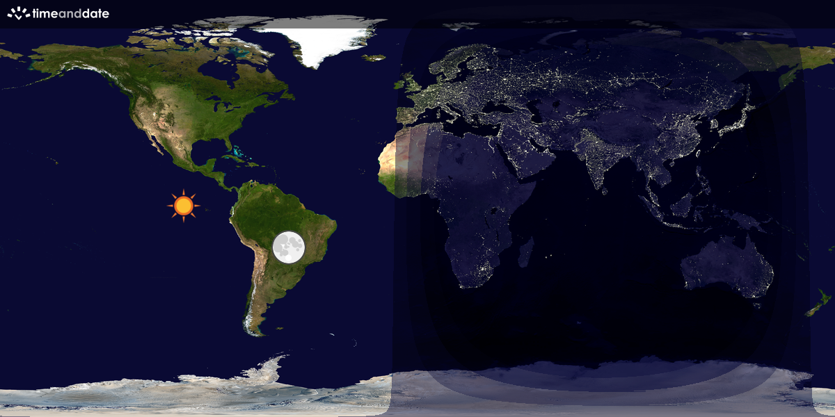 Verdenskart som viser dag og natt 