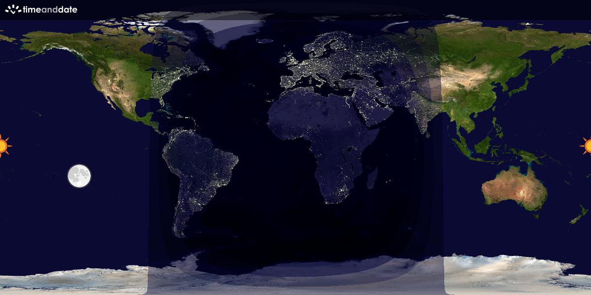 Verdenskart som viser dag og natt 
