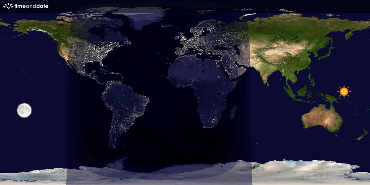 Verdenskart som viser dag og natt 